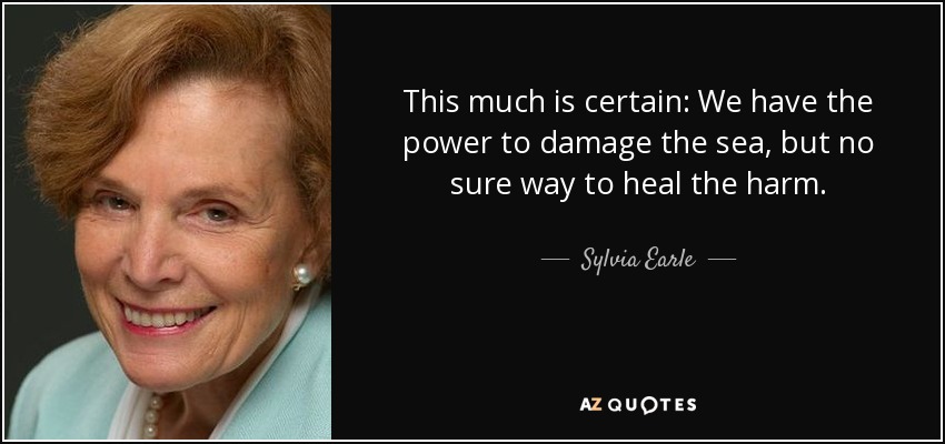 This much is certain: We have the power to damage the sea, but no sure way to heal the harm. - Sylvia Earle