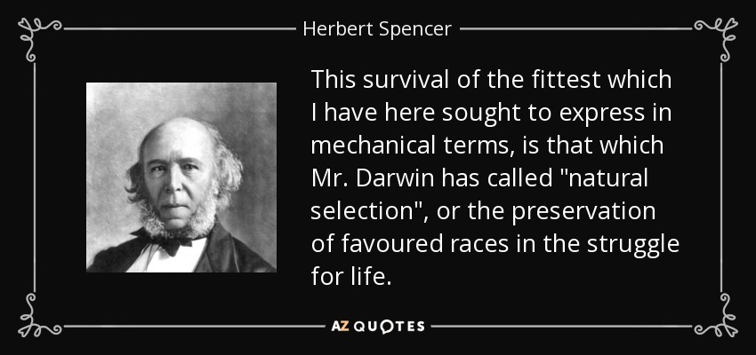 This survival of the fittest which I have here sought to express in mechanical terms, is that which Mr. Darwin has called 