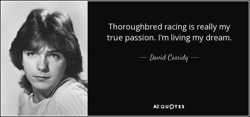 Thoroughbred racing is really my true passion. I'm living my dream. - David Cassidy