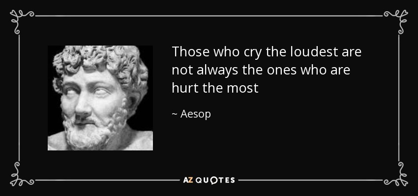 Those who cry the loudest are not always the ones who are hurt the most - Aesop