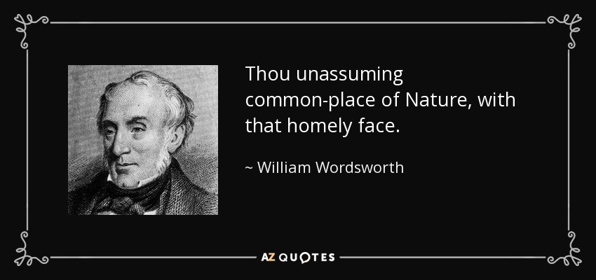 Thou unassuming common-place of Nature, with that homely face. - William Wordsworth