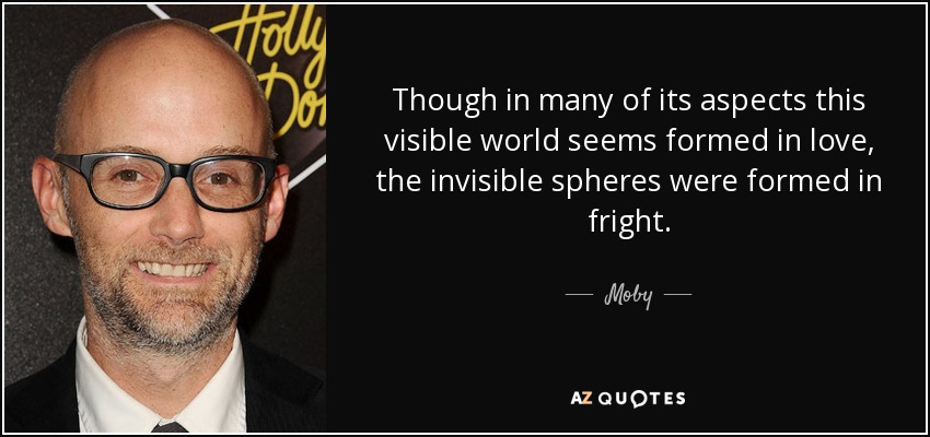 Though in many of its aspects this visible world seems formed in love, the invisible spheres were formed in fright. - Moby