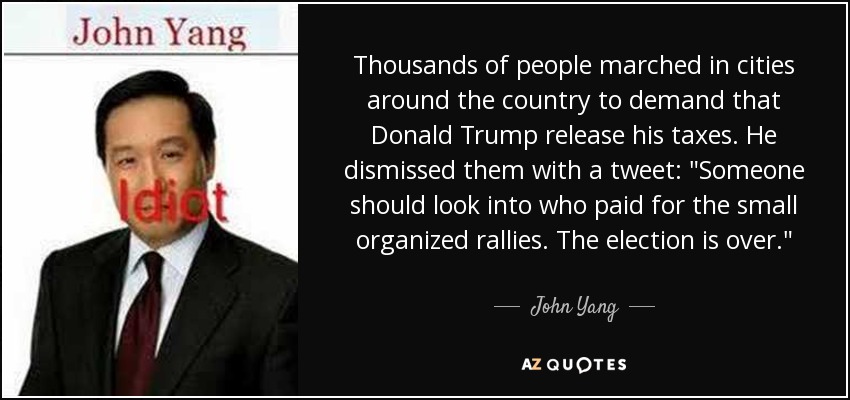 Thousands of people marched in cities around the country to demand that Donald Trump release his taxes. He dismissed them with a tweet: 