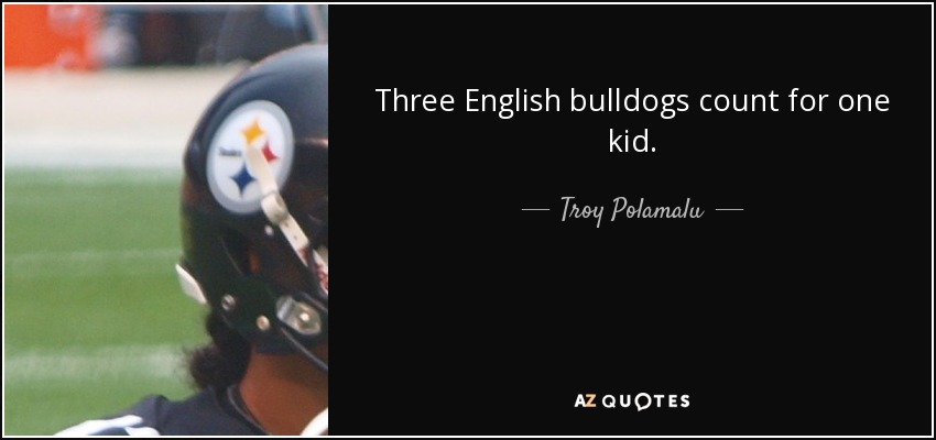 Three English bulldogs count for one kid. - Troy Polamalu