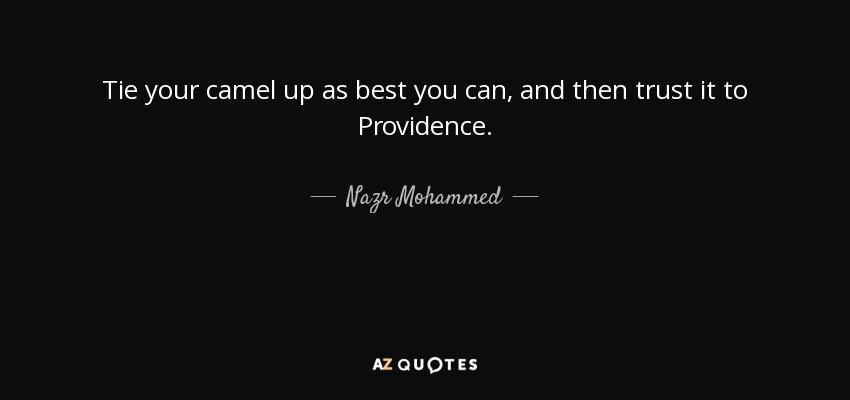 Tie your camel up as best you can, and then trust it to Providence. - Nazr Mohammed