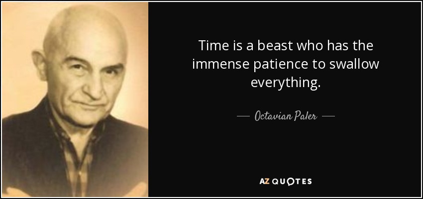 Time is a beast who has the immense patience to swallow everything. - Octavian Paler