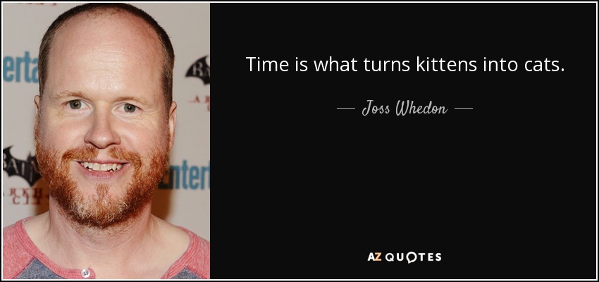 Time is what turns kittens into cats. - Joss Whedon