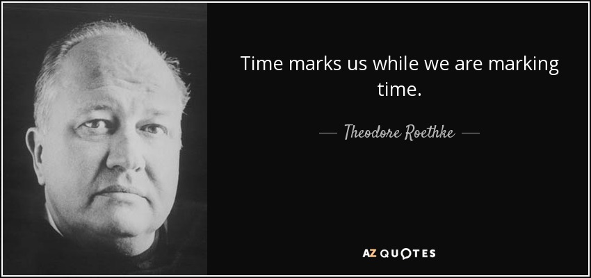 Time marks us while we are marking time. - Theodore Roethke