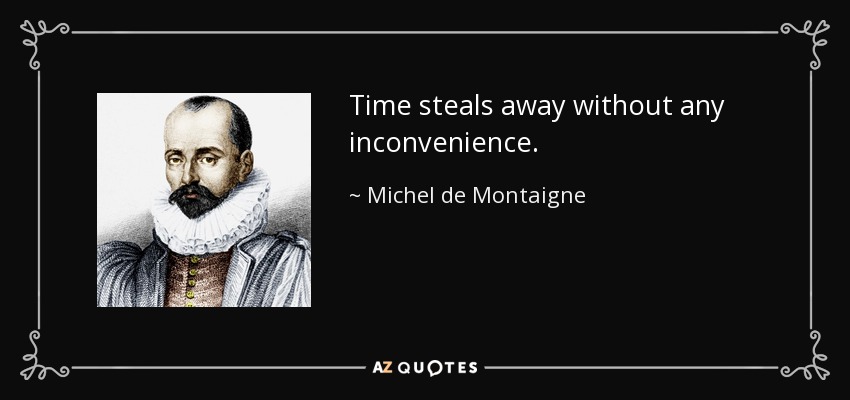 Time steals away without any inconvenience. - Michel de Montaigne