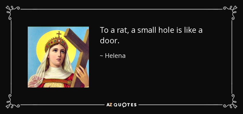 To a rat, a small hole is like a door. - Helena