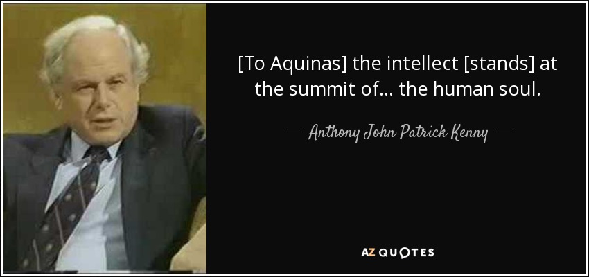 [To Aquinas] the intellect [stands] at the summit of ... the human soul. - Anthony John Patrick Kenny