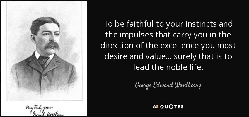 To be faithful to your instincts and the impulses that carry you in the direction of the excellence you most desire and value ... surely that is to lead the noble life. - George Edward Woodberry