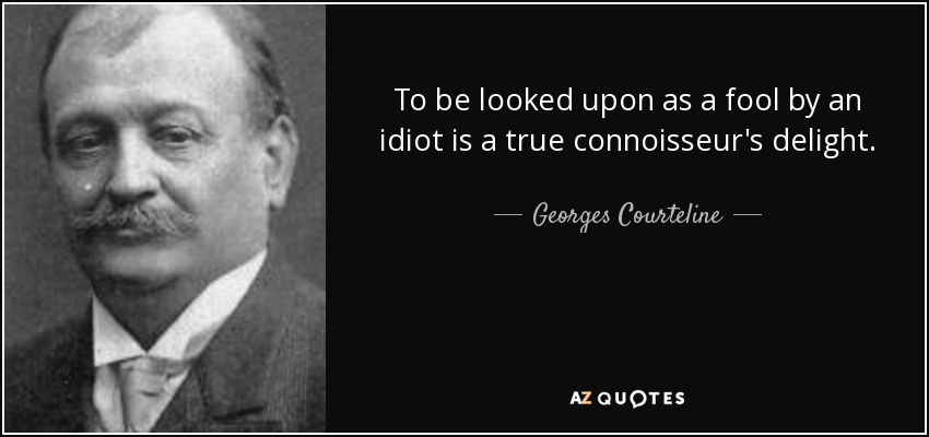 To be looked upon as a fool by an idiot is a true connoisseur's delight. - Georges Courteline