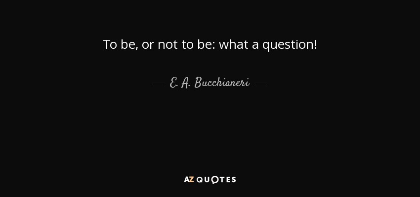 To be, or not to be: what a question! - E. A. Bucchianeri