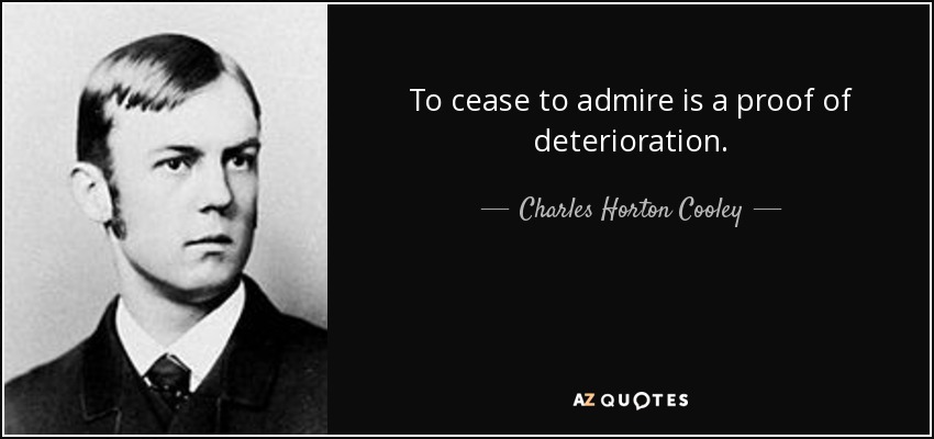 To cease to admire is a proof of deterioration. - Charles Horton Cooley