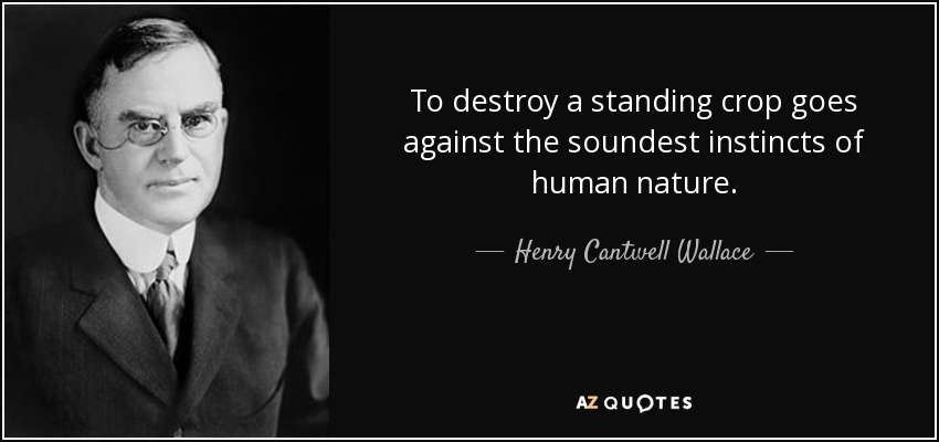 To destroy a standing crop goes against the soundest instincts of human nature. - Henry Cantwell Wallace