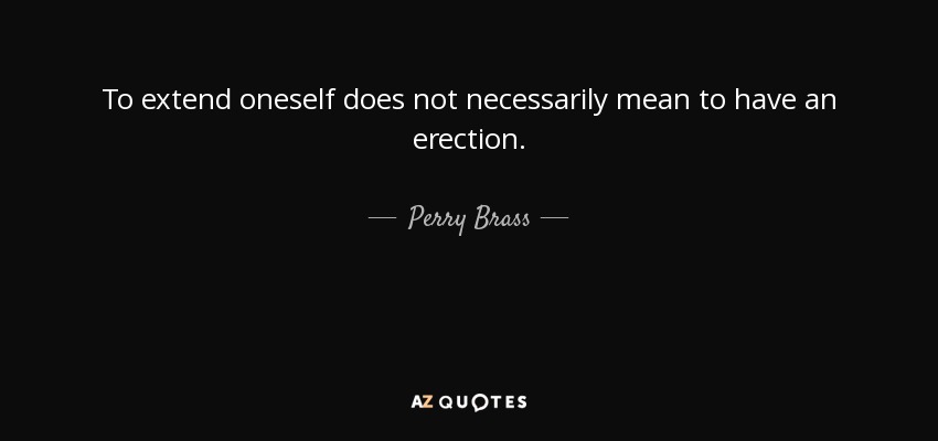 To extend oneself does not necessarily mean to have an erection. - Perry Brass