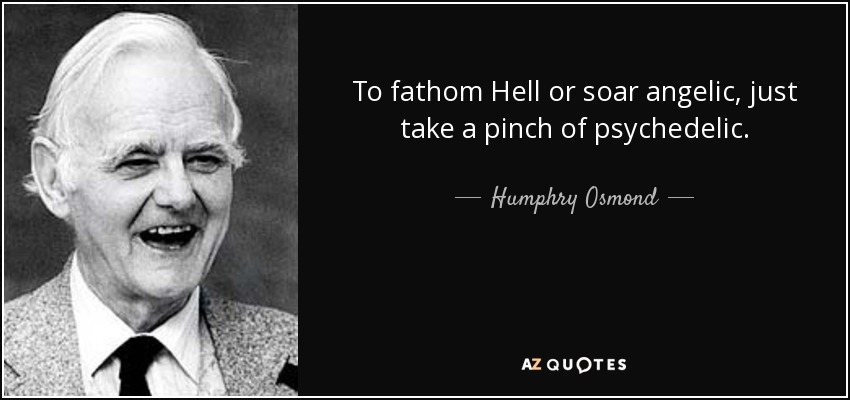 To fathom Hell or soar angelic, just take a pinch of psychedelic. - Humphry Osmond