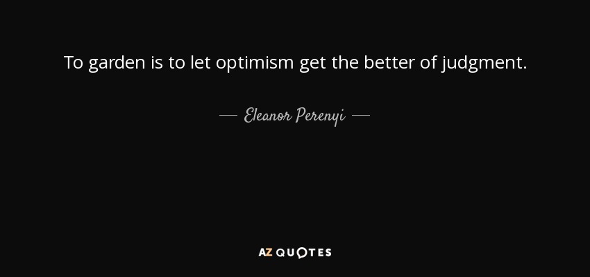 To garden is to let optimism get the better of judgment. - Eleanor Perenyi