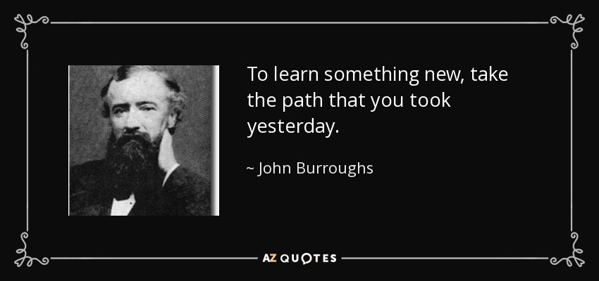 To learn something new, take the path that you took yesterday. - John Burroughs