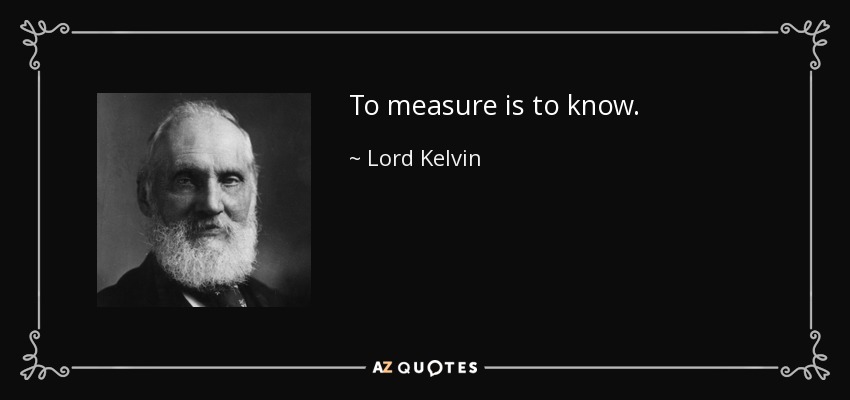 To measure is to know. - Lord Kelvin