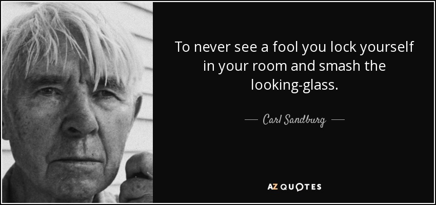 To never see a fool you lock yourself in your room and smash the looking-glass. - Carl Sandburg