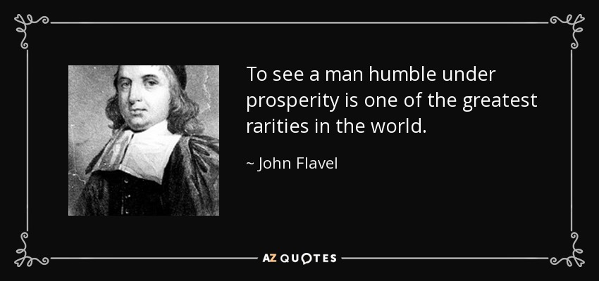 To see a man humble under prosperity is one of the greatest rarities in the world. - John Flavel