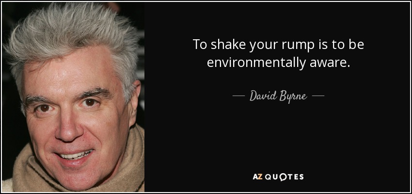 To shake your rump is to be environmentally aware. - David Byrne