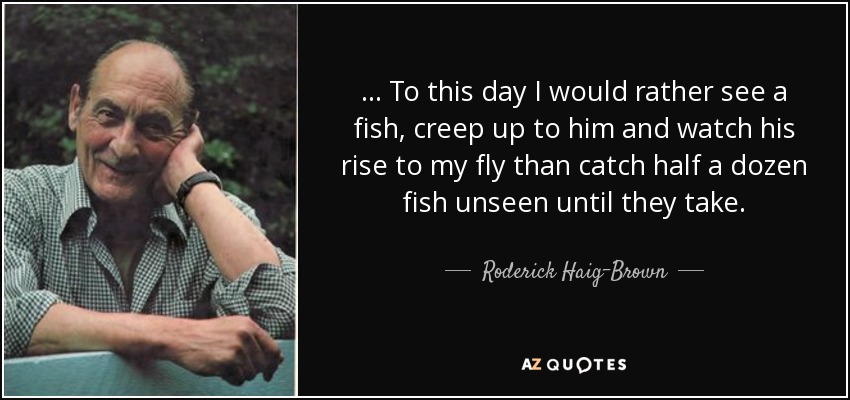 ... To this day I would rather see a fish, creep up to him and watch his rise to my fly than catch half a dozen fish unseen until they take. - Roderick Haig-Brown