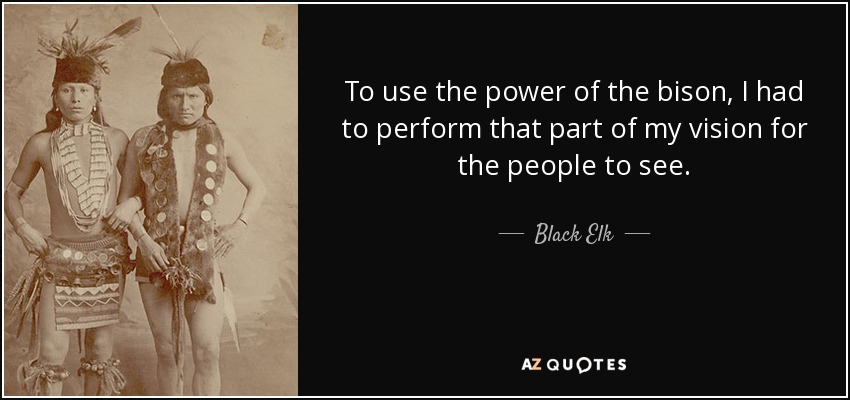 To use the power of the bison, I had to perform that part of my vision for the people to see. - Black Elk