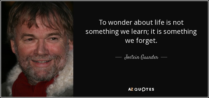 To wonder about life is not something we learn; it is something we forget. - Jostein Gaarder
