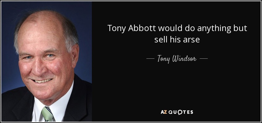 Tony Abbott would do anything but sell his arse - Tony Windsor