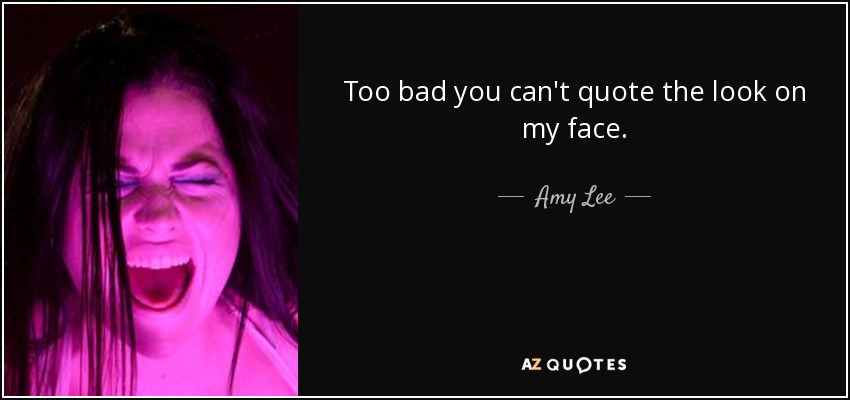 Too bad you can't quote the look on my face. - Amy Lee
