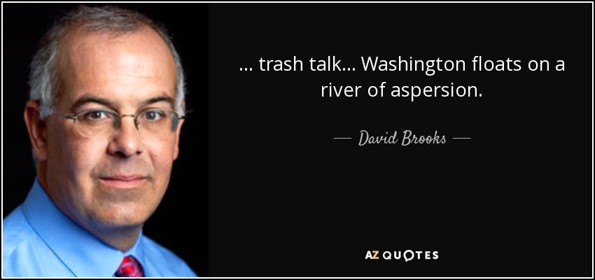 ... trash talk ... Washington floats on a river of aspersion. - David Brooks