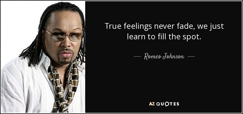 True feelings never fade, we just learn to fill the spot. - Romeo Johnson