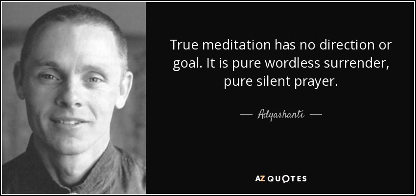 True meditation has no direction or goal. It is pure wordless surrender, pure silent prayer. - Adyashanti