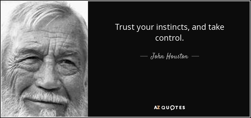 Trust your instincts, and take control. - John Houston