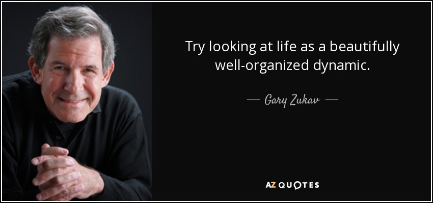 Try looking at life as a beautifully well-organized dynamic. - Gary Zukav