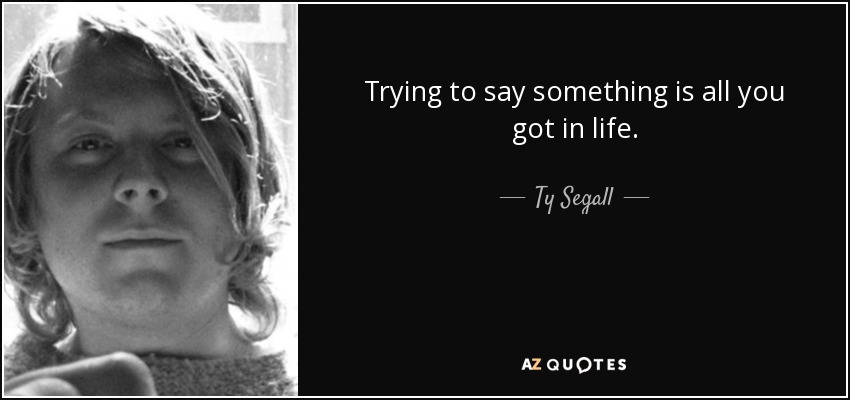 Trying to say something is all you got in life. - Ty Segall