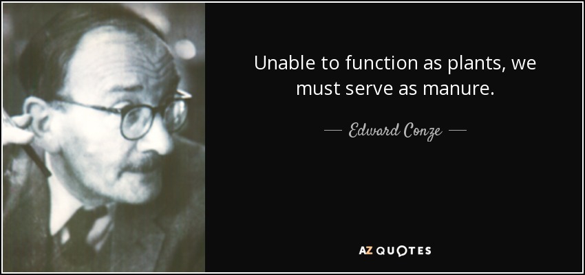 Unable to function as plants, we must serve as manure. - Edward Conze