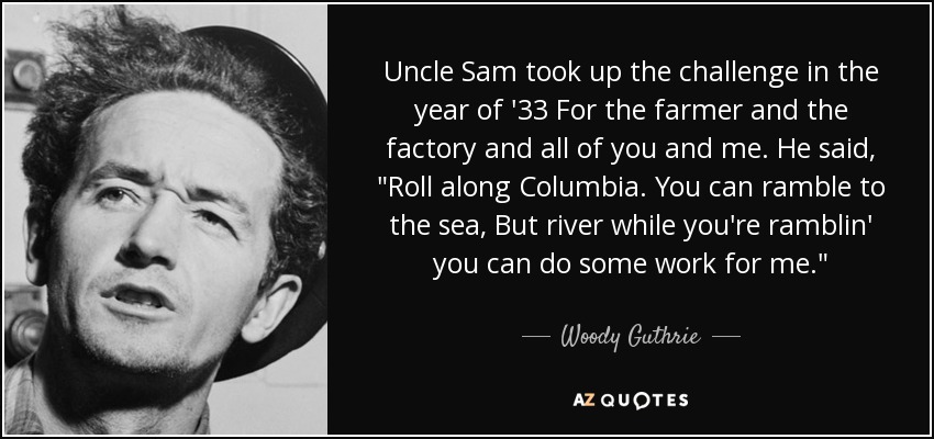 Uncle Sam took up the challenge in the year of '33 For the farmer and the factory and all of you and me. He said, 