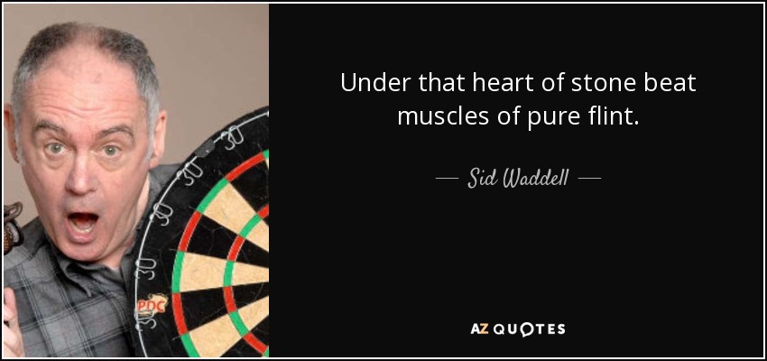 Under that heart of stone beat muscles of pure flint. - Sid Waddell