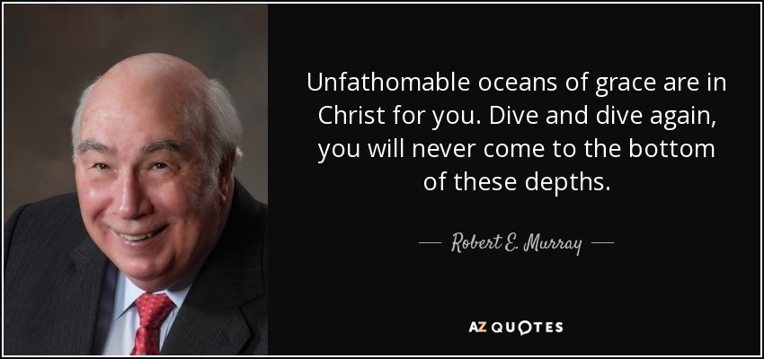 Unfathomable oceans of grace are in Christ for you. Dive and dive again, you will never come to the bottom of these depths. - Robert E. Murray