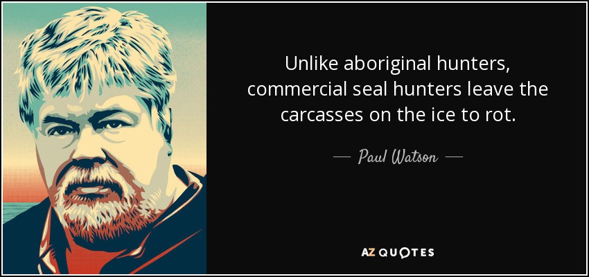 Unlike aboriginal hunters, commercial seal hunters leave the carcasses on the ice to rot. - Paul Watson