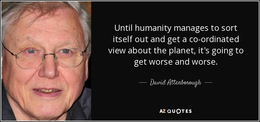 Until humanity manages to sort itself out and get a co-ordinated view about the planet, it's going to get worse and worse. - David Attenborough