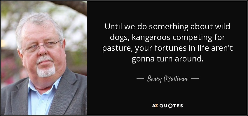 Until we do something about wild dogs, kangaroos competing for pasture, your fortunes in life aren't gonna turn around. - Barry O'Sullivan