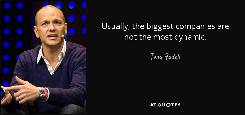 Usually, the biggest companies are not the most dynamic. - Tony Fadell
