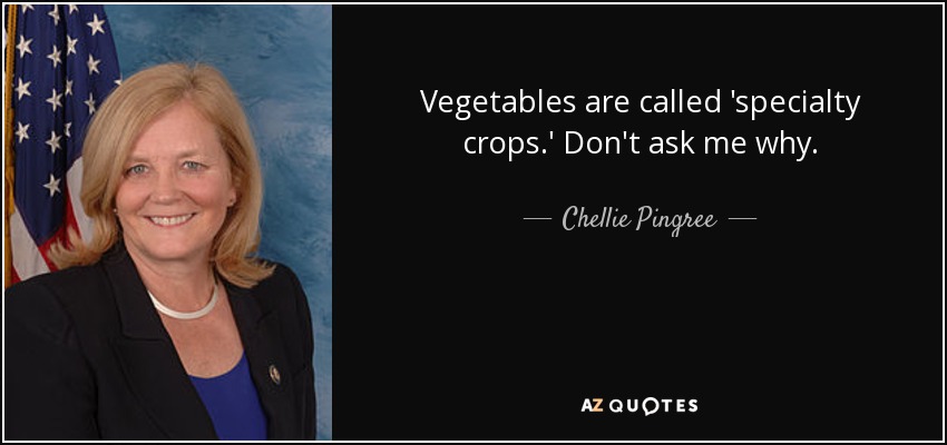 Vegetables are called 'specialty crops.' Don't ask me why. - Chellie Pingree