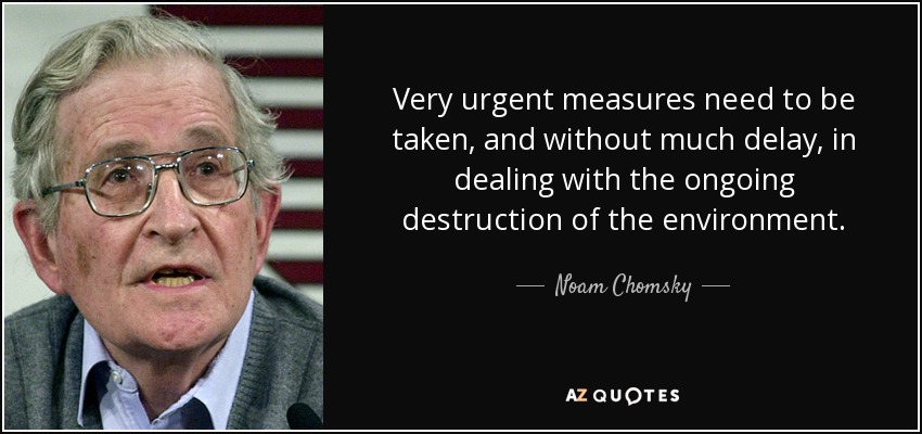 Very urgent measures need to be taken, and without much delay, in dealing with the ongoing destruction of the environment. - Noam Chomsky