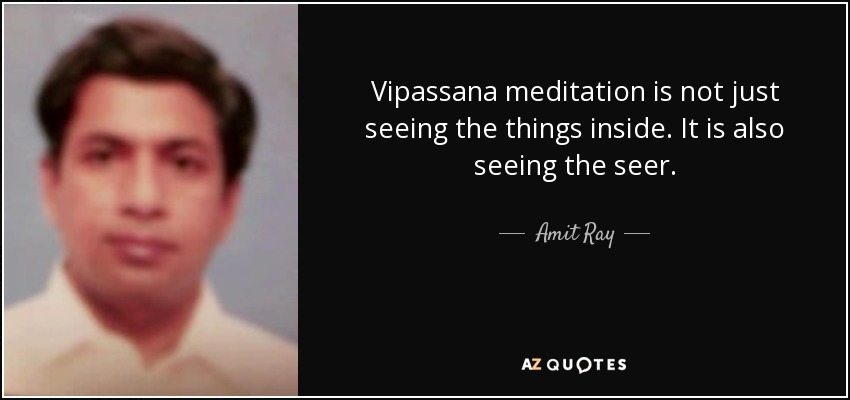 Vipassana meditation is not just seeing the things inside. It is also seeing the seer. - Amit Ray